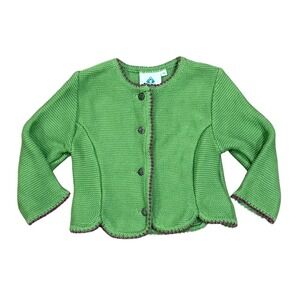 Isar Trachten‎ Kids Knit Cardigan Green Purple Trim Buttons Jacket sz 98
